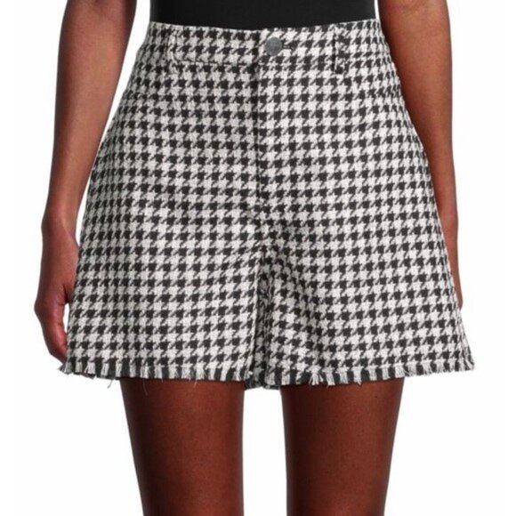 BB DAKOTA Release The Hounds Black and White Tweed Houndstooth Shorts - Picture 1 of 5